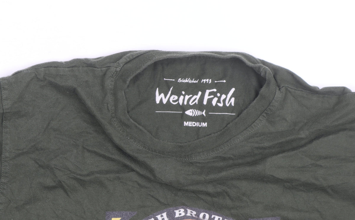 Weird Fish Men's Green Peaky Flounders Graphic Cotton T-Shirt Size M