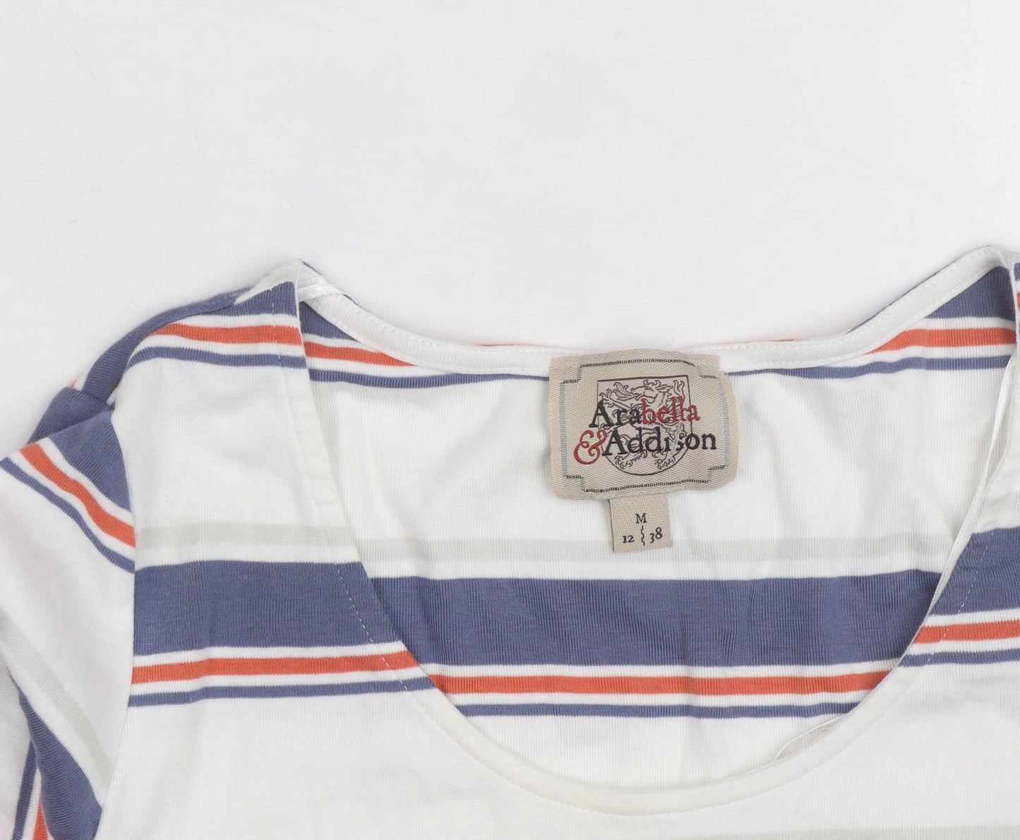 Arabella and Addison Womens Multicoloured Striped 3/4 Sleeve Cotton Top Size 12