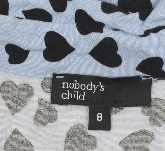 Nobody's Child Blue Heart Print Short Sleeve Shirt Dress UK 8