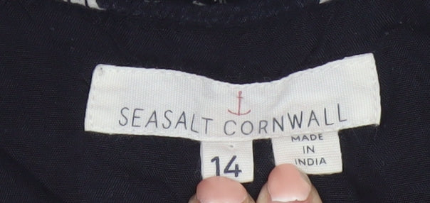 Seasalt Cornwall Women's Blue Floral Shift Knee Length Dress Size 14