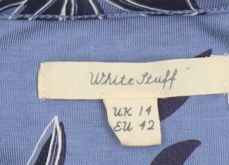 White Stuff Women’s Blue Floral Shift Dress Size 14 Viscose Stretch