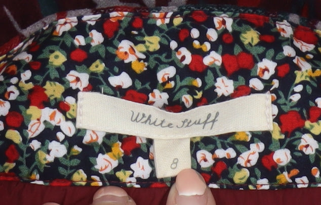 White Stuff Women's Red Floral Velvet Knee Length Skirt Size 8