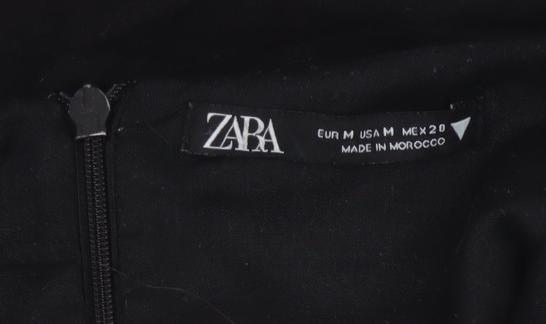 Zara Womens Black Short Bodycon Dress Size 12 Linen Blend