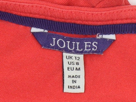 Joules Women Red Viscose Wrap Dress UK 12 Short Sleeve Knee Length