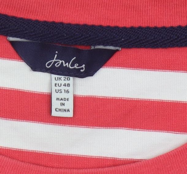 Joules Women Red Striped Cotton T-Shirt Dress Size 20