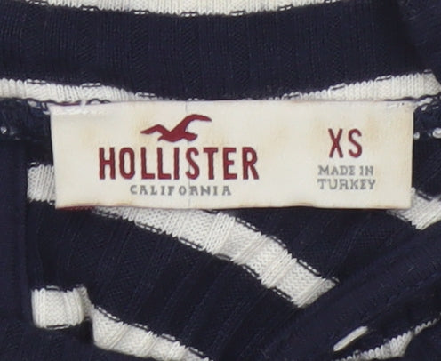 Hollister Women Black White Striped Sleeveless A-Line Knit Dress XS