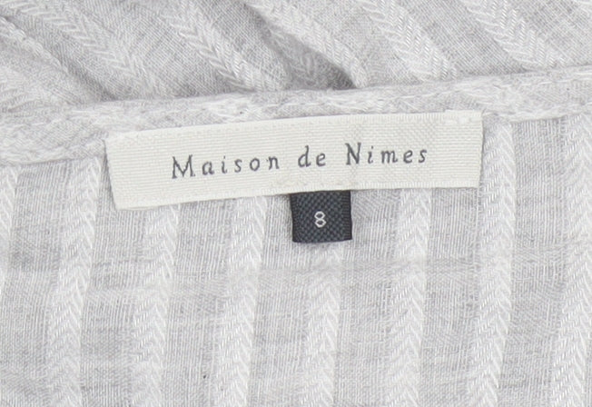 Maison de Nimes Women’s Grey Check Tunic Blouse Size 8