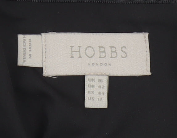 Hobbs Women Black Check Wool Blend Tweed Pencil Skirt UK 16