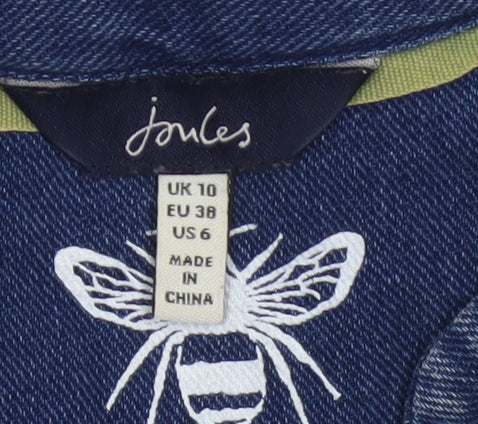 Joules Women Blue Denim A-Line Short Sleeve Knee Length Dress UK 10