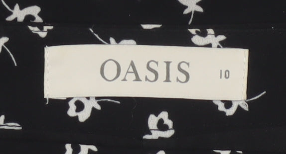 Oasis Women's Black Floral Short A-Line Skirt Size 10