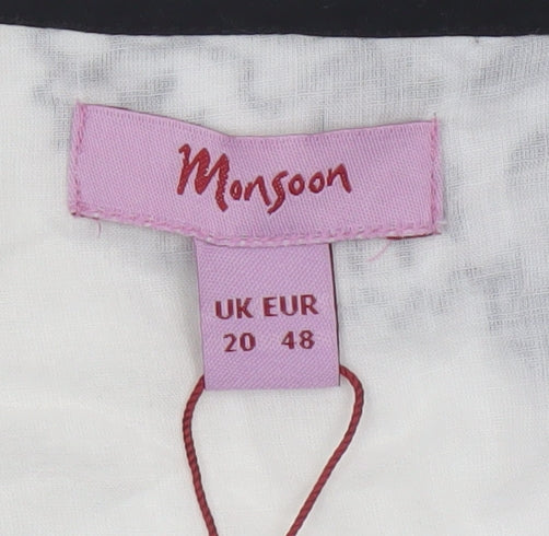 Monsoon Women White Embroidered A-Line Cotton Skirt Size 20
