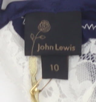 John Lewis Women Navy Blue Silk Lace Chemise Size 10
