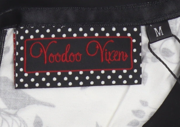 Voodoo Vixen Women’s Black White Birdcage Print Collared Sheath Dress M
