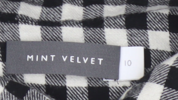 Mint Velvet Women's Black Check Cotton Shirt Dress Size 10