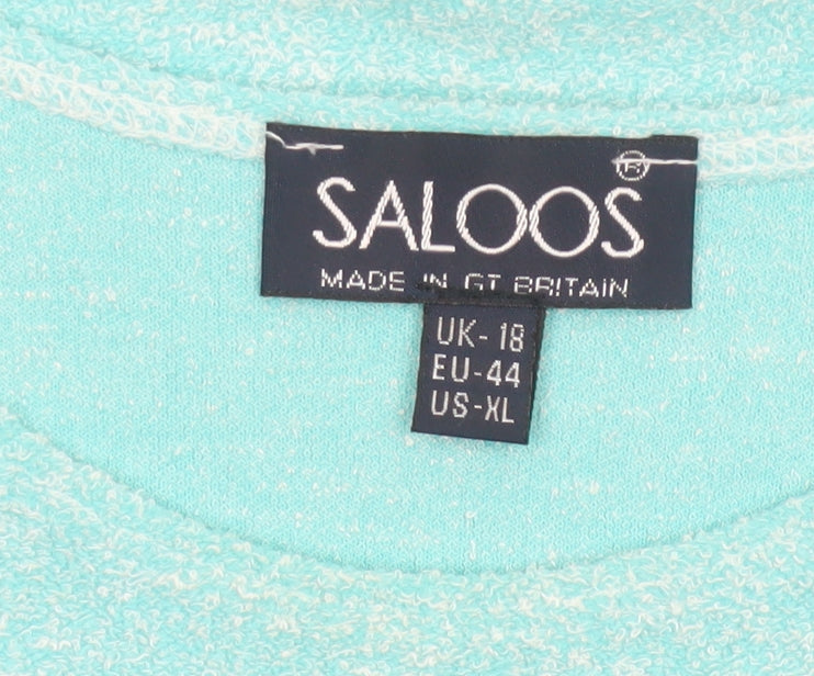 Saloos Women's Green Tunic Blouse Size 18 3/4 Sleeve Stretch Top