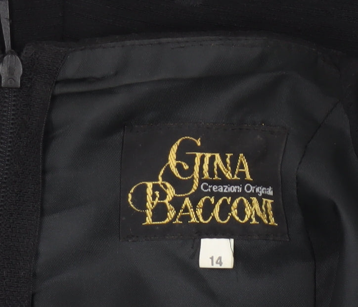 Gina Bacconi Women’s Black Size 14 Beaded Fit & Flare Cocktail Dress