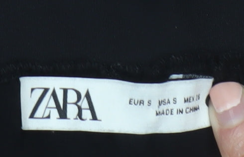 Zara Women Black Polka Dot Layered Chiffon Midi Skirt S