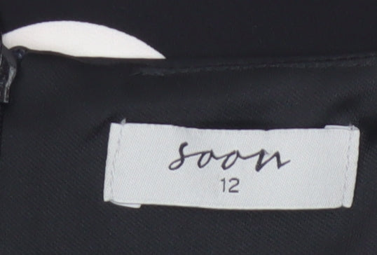 Soon Women's Black Polka Dot Sheath Dress Size 12 Sleeveless V-Neck Lined