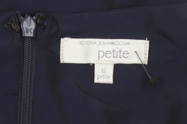 Rocha John Rocha Women Blue Size 12 Petite Ruffle Sheath Dress