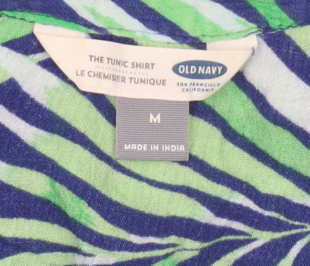 Old Navy Women's Green Blue Tropical Tunic Shirt M Viscose
