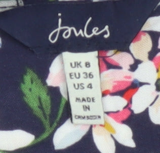 Joules Women’s Blue Floral Fit & Flare Dress Size 8 3/4 Sleeve