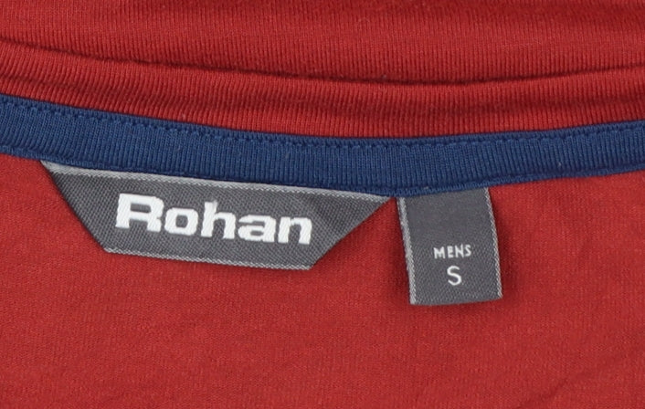 Rohan Men's Red V-Neck Long Sleeve Cotton T-Shirt Size S