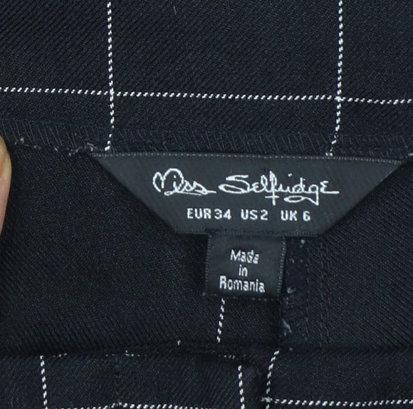 Miss Selfridge Womens Black Check Tapered Trousers Size 6