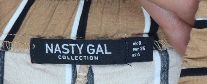 Nasty Gal Womens Brown Striped Wide-Leg Cropped Trousers Size 8