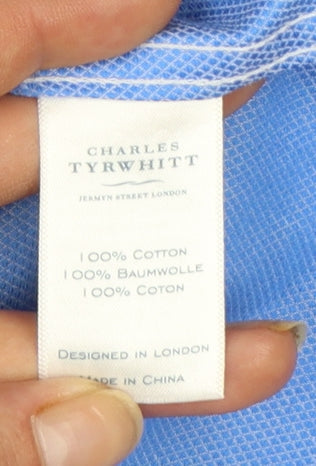 Charles Tyrwhitt Men's Blue 14.5 Super Slim Fit Non-Iron Cotton Dress Shirt