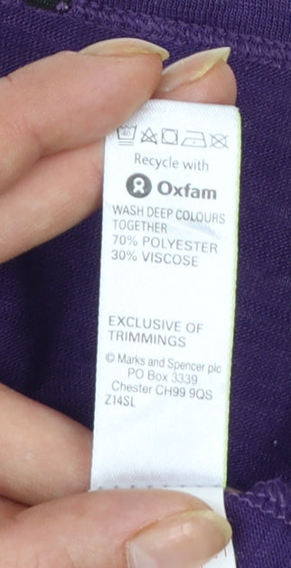 Marks & Spencer Women's Purple 3/4 Sleeve Basic Jersey T-Shirt Size 18