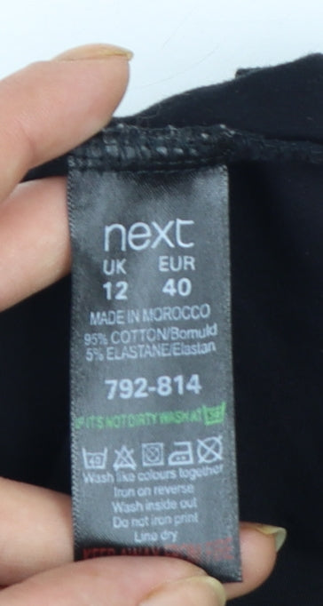 Next Women’s Black Crochet Collar T-Shirt Size 12