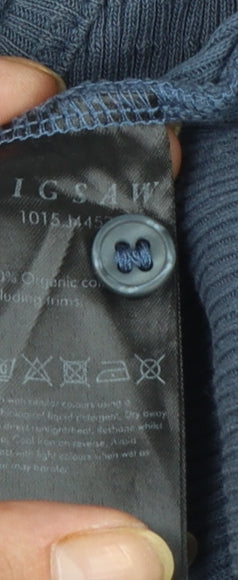 Jigsaw Women's Blue Cotton Knit Button-Up Cardigan Top M