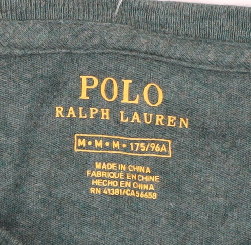 Ralph Lauren Men's Green Cotton Long Sleeve Crew Neck Top M