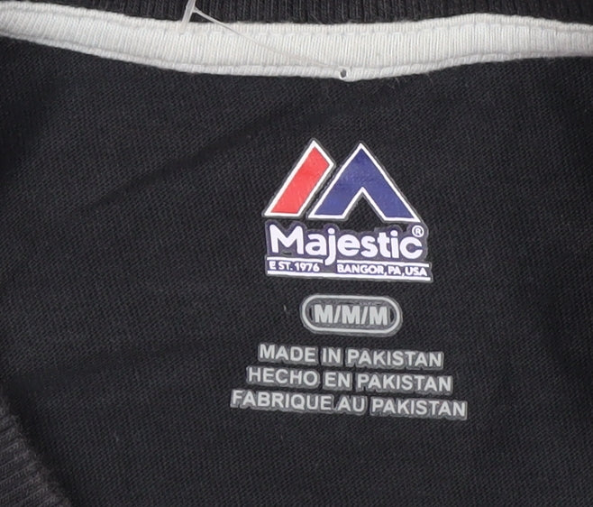 Majestic Men's Black Raiders Long Sleeve Graphic T-Shirt Size M