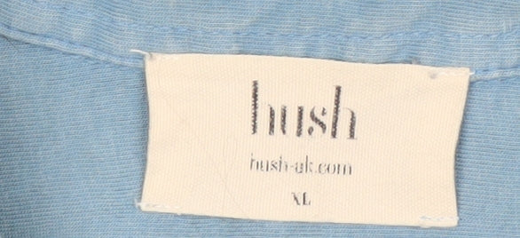 Hush Women's Blue Cotton Button-Up Shirt XL Long Sleeve Casual