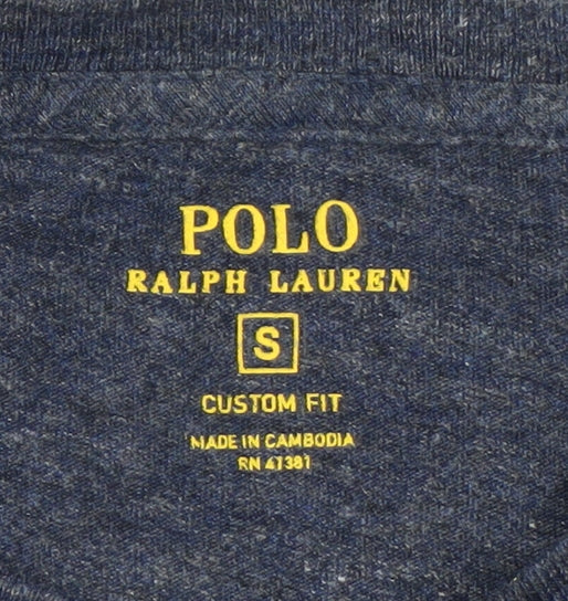 Ralph Lauren Men Blue Slim Fit Long Sleeve Cotton Crew Neck Top S