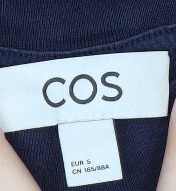 COS Women's Blue Relaxed Fit Mock Neck Cotton T-Shirt Size S