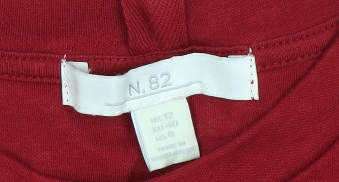 Next Women's Red Long Sleeve Cotton Blend Crew Neck T-Shirt Size 12