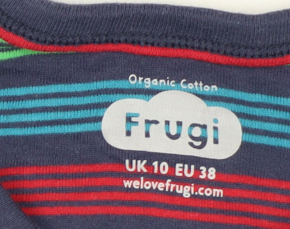 Frugi Women’s Multicoloured Striped Organic Cotton Long Sleeve T-Shirt Size 10