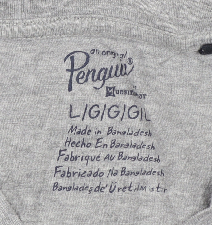 Original Penguin Men's Grey L Graphic Penguin Print Cotton T-Shirt