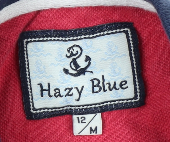 Hazy Blue Women's Navy Sleeveless Cotton Polo Shirt Size 12