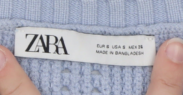 Zara Women Blue Knit Sleeveless Vest Jumper Size S