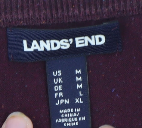 Lands' End Men's Purple Wool Cardigan M Regular Fit