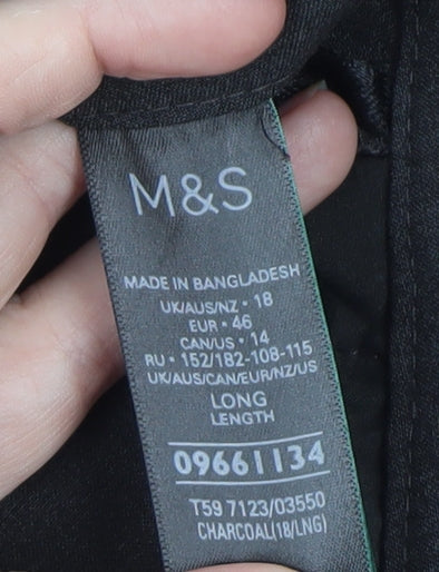 Marks and Spencer Women Charcoal Size 18 Long Dress Trousers