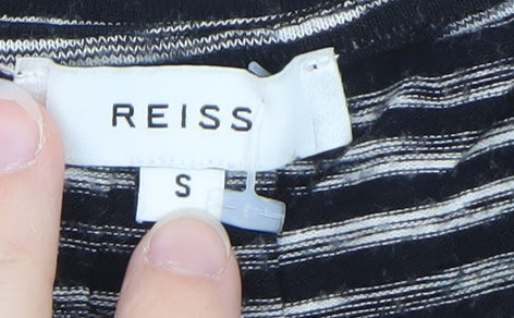 Reiss Women's Black Striped Jersey T-Shirt Size S