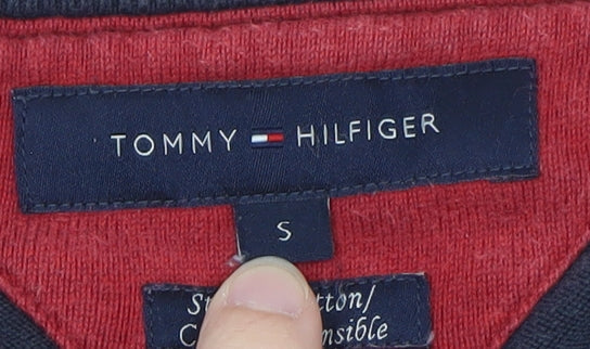 Tommy Hilfiger Men's Blue Cotton V-Neck Jumper Size S