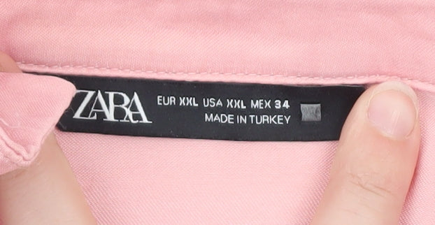 Zara Womens Pink Collared Cropped Blouse Size 18 Relaxed Fit