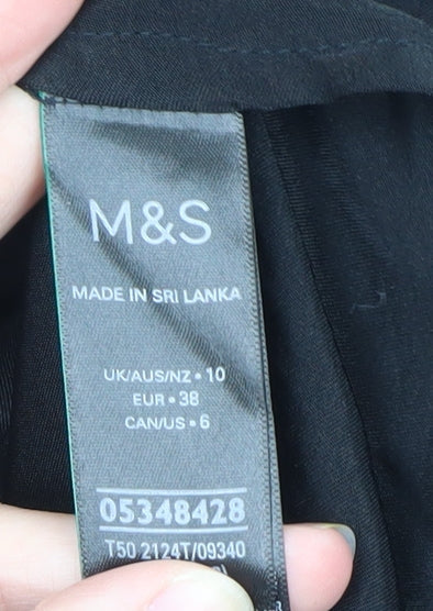 Marks and Spencer Women Black Size 10 Shirt Dress Long Sleeve