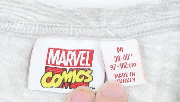 Marvel Boys Grey Short Sleeve Crew Neck Logo T-Shirt Size M