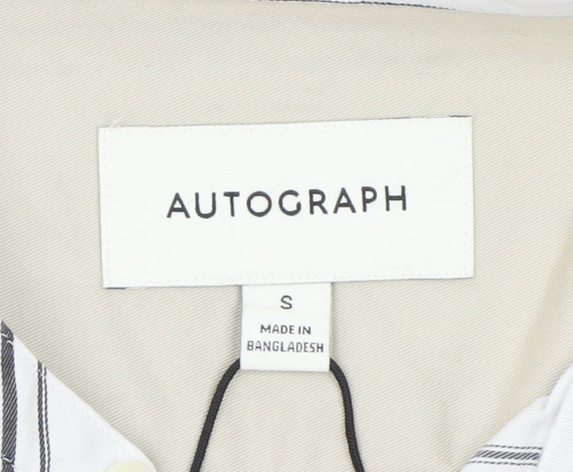 Marks and Spencer Men’s White Striped Band Collar Shirt Size S